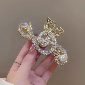 Accessoires de cheveux pour femmes Pinces à cheveux Rhinestone Pearl Music Notes Pinces à cheveux en alliage métallique de haute qualité - Product Image 3