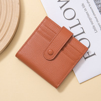 Dompet RFID Wanita Kulit Sapi Lapisan Atas Dompet Kartu Mini Ramping Korea Tas Koin Ritsleting