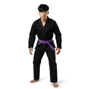 Pantalon d'uniforme d'arts martiaux noir personnalisé avec ceinture violette – Ensemble de vêtements d'entraînement - Product Image 3