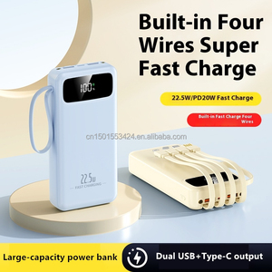 พาวเวอร์แบงค์น้ำหนักเบา10000mAh พร้อมสายไฟ4สายในตัวไฟฉาย PD 22.5W ชาร์จเร็วเครื่องชาร์จแบบพกพาใน USB-C บาง - Product Image 3