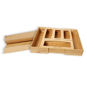 Bamboo <b>Drawer</b> Organizer Rectangular Kitchen Food <b>Storage</b> <b>Box</b> Space Saving Standing Type - Product Image 1