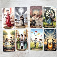 Vente en gros de jeu de tarot de 78 cartes avec boîte, guide en PDF en anglais, faible MOQ personnalisé, cartes de tarot portables