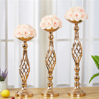 Vase court de luxe doré, support à fleurs, nouvelles décorations de mariage - Centre de table élégant en or pour mariages