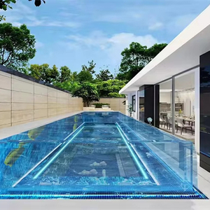 สระว่ายน้ำอะคริลิกแบบพกพาเหนือพื้นดิน ทำจากไฟเบอร์กลาส สระว่ายน้ำหรูหราแบบกำหนดเองพร้อมผนังคริสตัล บริการ OEM - Product Image 1