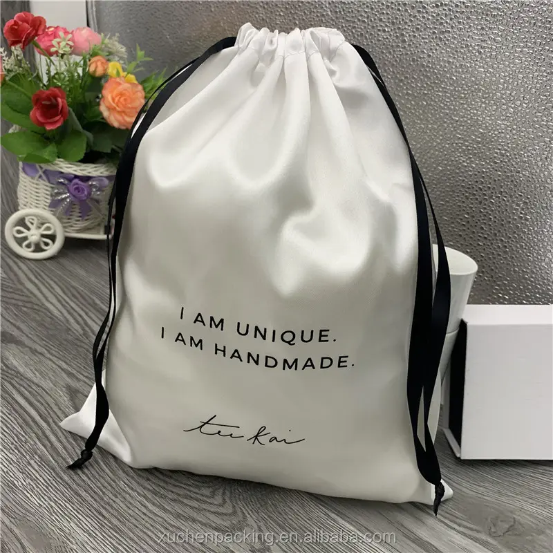 Bolsa de lencería de satén personalizada, bolsa de almacenamiento de pelucas de satén, bolsa de polvo de seda satinada para bolso de mano