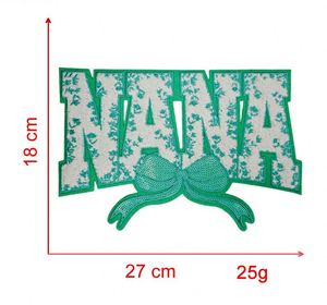 Nouvel arrivage : Patch NANA brodé en chenille et sequins, thermocollant, grande taille 27 cm - Product Image 4