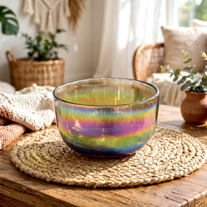 Bol chantant bohème en verre arc-en-ciel personnalisé, bol sonore, bol de guérison pour la méditation, le yoga, la décoration - Product Image 1
