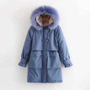 Piumino invernale in cotone nuovo caldo cappotto imbottito con collo di pelliccia grande di media lunghezza da <span class=keywords><strong>donna</strong></span> per donne calde - Product Image 1