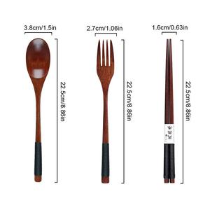 Wholesale <strong>Reusable</strong> Wooden <strong>Cutlery</strong> <strong>Set</strong> for Camping Utensils Dinner Tableware - Product Image 5