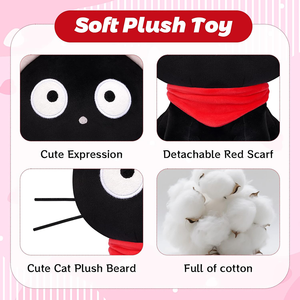Vente en gros d'usine Jouet en peluche chat noir kawaii avec écharpe rouge 8 pouces Grands yeux Chat en peluche doux pour garçons et filles - Product Image 3