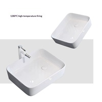 Lavabo en céramique blanche 6254A 510x400mm pour salle de bain, lavabo sur comptoir, lavabo pour hôtel et maison