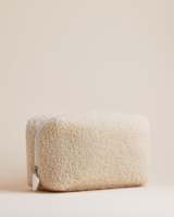 Logo personnalisé fermeture éclair doux Teddy tissu femmes cosmétique maquillage voyage trousse de toilette