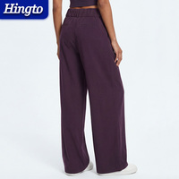 Pantalon large plissé taille haute pour femme, personnalisé avec logo, 88 % nylon 12 % élasthanne, extensible, idéal pour le voyage et le sport