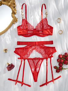 Lingerie di cristallo RUIYI 3 pezzi Set Lingerie di San Valentino 2025 ricamo trasparente biancheria intima Sexy - Product Image 6