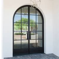 CBMmart, puertas corredizas de granero de hierro y vidrio personalizadas con herrajes, puertas corredizas de bolsillo con marco de Metal, ventanas