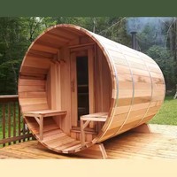 Kayu cemara merah Kanada padat baru ruang Spa mandi Sauna kering luar ruangan barel Sauna
