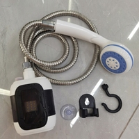 Douche Électrique Portable Rechargeable pour Camping et Extérieur, Pompe de Douche à Main Étanche avec Lumière et Pommeau de Douche Haute Pression