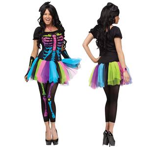 Adulto 1980s Disco Day <span class=keywords><strong>Bones</strong></span> Esqueletos Día DE LOS Muertos Disfraz de mujer HOHC-008-3 - Product Image 2