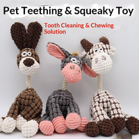 Jouet en peluche couineur pour chien, jouet à mâcher durable en polaire à motif de maïs, jouet pour animaux de compagnie en forme d'âne ou de chèvre pour chiens de petite et moyenne taille