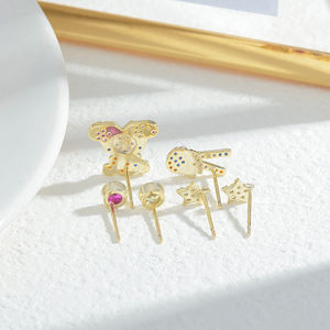 ED64277 Version coréenne Zircon Bear Boucles <span class=keywords><strong>d</strong></span>'oreilles pour femmes Tempérament assorti Une carte <span class=keywords><strong>Trois</strong></span> paires de boucles <span class=keywords><strong>d</strong></span>'oreilles - Product Image 6