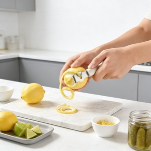 Éplucheur de citron en acier inoxydable avec poignée en silicone, éplucheur multifonction pour fruits et légumes, outil de cuisine - Product Image 3