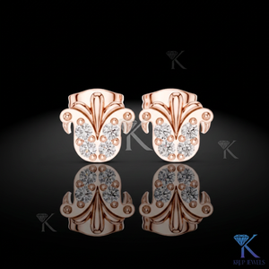 ต่างหูเพชรเลี้ยงในห้องปฏิบัติการทรงคลาสสิคประดับดอกไม้ 4 เม็ด ทองคำแท้ 14K/18K สำหรับผู้หญิง ของขวัญวันครบรอบ - Product Image 2