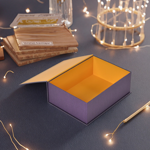 Cajas rígidas de cartón púrpura personalizadas Caja de regalo magnética de lujo artesanal de laminación mate - Product Image 2