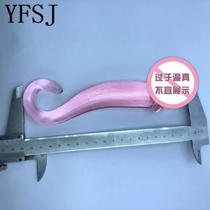 YFSJ Transparante Eco-vriendelijke Borosilicaat Glazen <span class=keywords><strong>Dildo</strong></span> & Anale Butt Plug met Kraaltjes Roze Model FZ13B Maat 190x36mm voor Vrouwen - Product Image 1