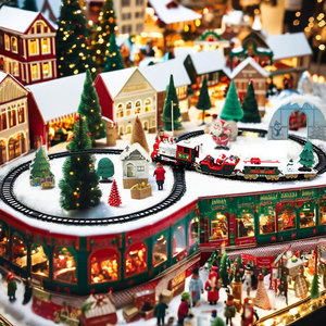 Mini tren eléctrico de Navidad con escena de Papá Noel DIY de 260CM hecho a mano con pista de desmontaje y caja de plástico portátil - Product Image 2