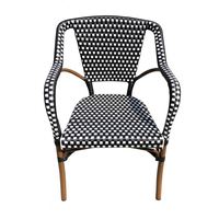 Chaise de salle à manger empilable Uplion moderne en aluminium, aspect bambou, rotin tressé, légère, pour l'extérieur et le salon