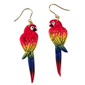 Pendientes de Aro de Resina con Forma de Loro Colorido Clásico, Diseño Elegante, Chapados en Oro, Joyería de Moda con Forma de Animal, Los Mejores Regalos para Mujer - Product Image 1