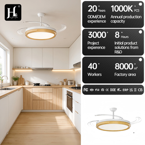 Ventilateur de plafond Hc 42 pouces avec lumière LED, moteur DC, 3 pales, télécommande, design moderne, montage encastré, salon - Product Image 3