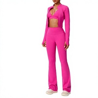 Damen Yoga-Set Activewear 3-teilig Hochelastischer Atmungsaktiver Sportanzug Ganzkörper-Laufanzug Fitness-Gym-Outfit