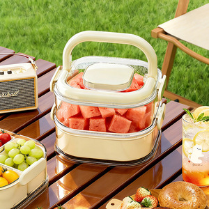 Orange Plus Multi Layer Food Box 3L Airtight Rectangular Lunch Box For Outdoor Camping - Product Image 2