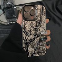 Coques de téléphone antichoc créatives motif arbre pour iPhone 17 Air 16 15 Plus Pro Max 14 13 12 11 X XR – Housse de protection arrière anti-chute