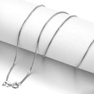 Xinfly Italian Male Lightweight 14K White Gold Plated Silver <b>Men</b> Box <b>Chain</b> Necklace - Product Image 1