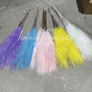 Herbe de la Pampa Artificielle Jinxi Rose et Violette en Soie pour Décoration de Mariage, Accessoires de Photographie Extérieure, Décoration Intérieure, Type de Fleurs Mixtes - Product Image 2