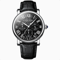 Montre à quartz multifonction haut de gamme à trois yeux et six aiguilles, best-seller transfrontalier, en cuir authentique, 42 mm, étanche