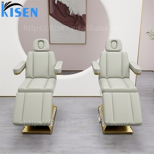 KISEN Electric Facial Bed Professional Stainless Steel Gold 4 Motors Curved Salon Spa Lash Bed Massage <b>Table</b> Facial Beauty Bed - Product Image 3