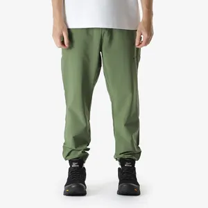 Mens Streetwear Tactical Cargo Pants Custom Logo Embroidery Elastic Waist Mens Straight Slim Cargo Pant Trousers