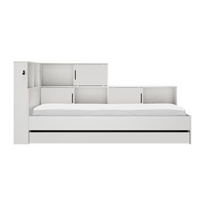Bedroom Wooden Storage <strong>Day</strong> <strong>Bed</strong> <strong>with</strong> Trundle Guest <strong>Bed</strong> and Bookshelf for Teen or Kids - Product Image 1