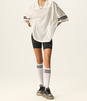 Maillots de football vintage oversize en stock, t-shirt en maille, streetwear, maillot de football à manches courtes