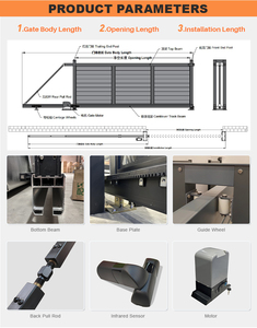 JHR driveway motorlu sürgülü fotosel güvenliği kuyruk kapısı yeni kapı tasarımları alüminyum elektrikli bronz konsol sürgülü kapı - Product Image 2