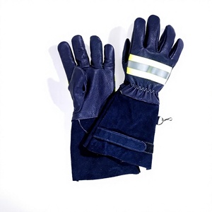 Guantes de Seguridad para Bomberos, Material de Cuero, Franja Reflectante, Resistentes a la Abrasión, Puño de Seguridad de 28 cm, Grosor de 7 oz, Sin Silicona - Product Image 1