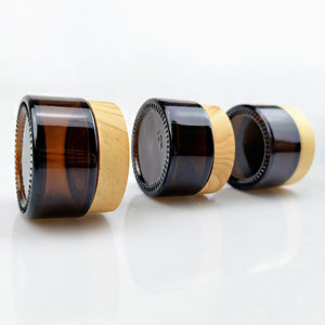 Pots en verre ambré personnalisés avec logo, 30g, 50g, 100g, avec couvercle en bois ou plastique, sérigraphiés pour crème visage et soins de la peau - Product Image 6