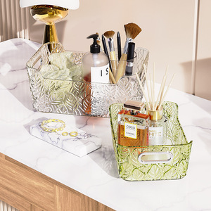 Transparent Rectangle <b>Storage</b> <b>Basket</b> With Handles For Kitchen Cosmetics Stationery Books Pet Material Neatening Organizing - Product Image 3
