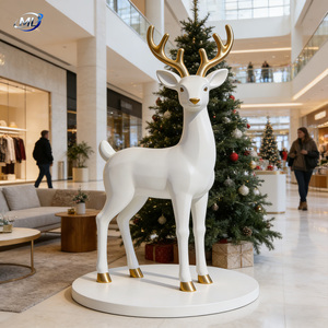 Figurine de cerf Sika en fibre de verre sur pied, sculpture animale artistique découpée pour Noël, table basse, OEM disponible - Product Image 5
