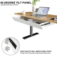 JH-Mech-Grand tiroir coulissant de 22.4 po de long et 9.2 po de blanc profond monté sous le bureau avec 2 trous de câble sous le tiroir de bureau
