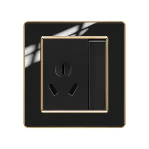 2023 New Design 1 Gang 1 Way 16A Electrical Wall Switch and Socket Acrylic 3 Pin Wall Sockets With Push Button Light Switches