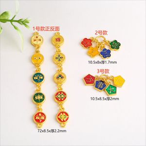 Bracelet traditionnel en feuille d'or Cinq Dieux de la Richesse avec pendentif porte-bonheur, kit d'accessoires de bijoux DIY unisexe, vente en gros - Product Image 2